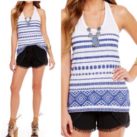 Sam Edelman Blue and white embroidered tank top - Picture 3 of 9
